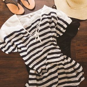 J. Crew Striped Sheer Top/Swimsuit Cover